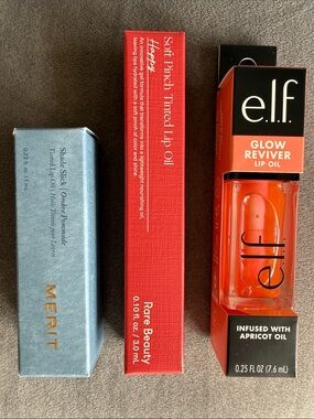 🆕 Lip oil Bundle - Merit, Rare Beauty, and E.l.f.